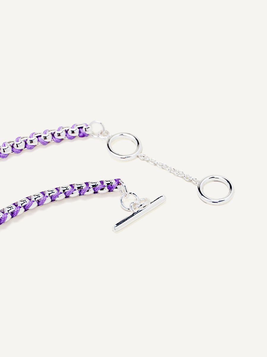 Silver Macarons Purple Hand-woven Necklace RN025