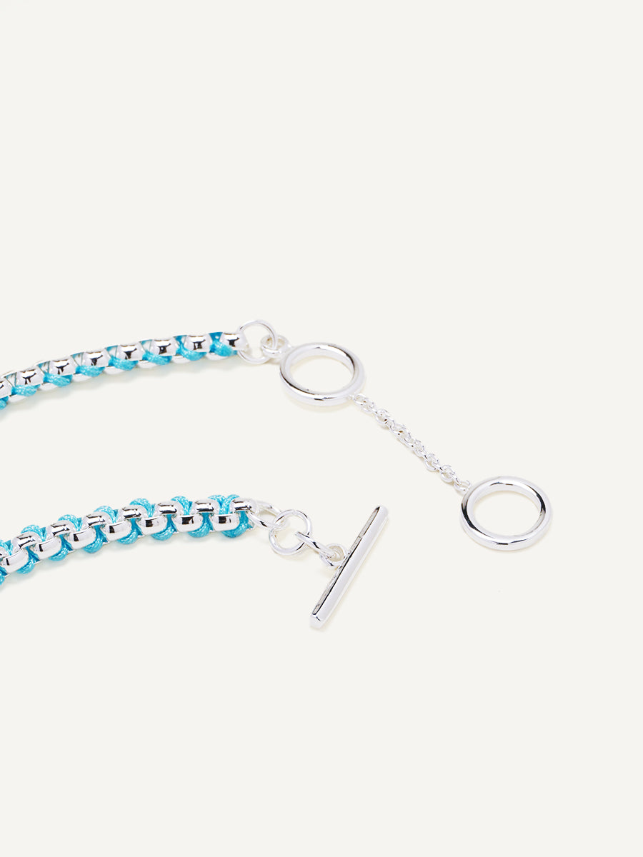 Silver Summer Blue Braided Necklace RN027