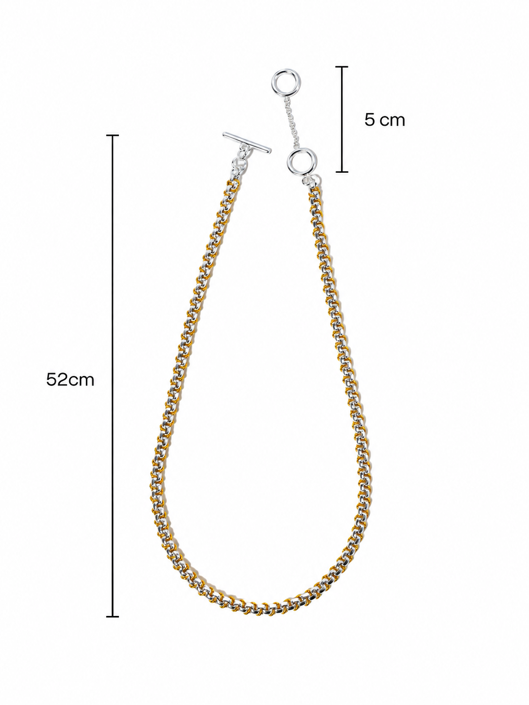Two-Tone Woven Chain Necklace – Chunky Silver & Gold Cord Statement Necklace
