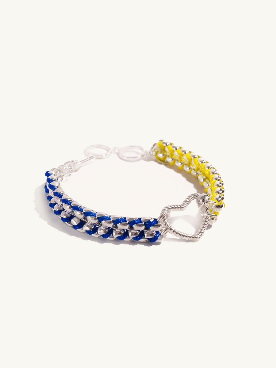 Color Clash Blue & Yellow Heart Handwoven Bracelet