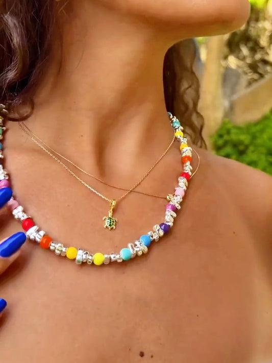 Rhythm Rainbow Silver Hematite Necklace