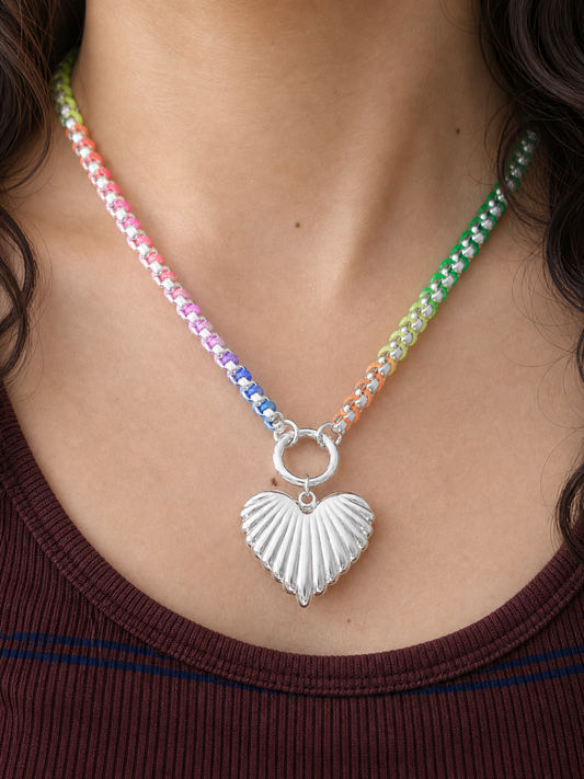 Rainbow Silver Color Clash Hand-woven Necklace