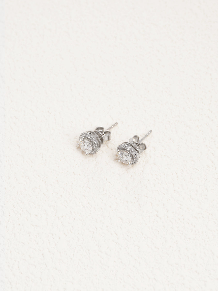 Moissanite Halo Stud Earrings GE005