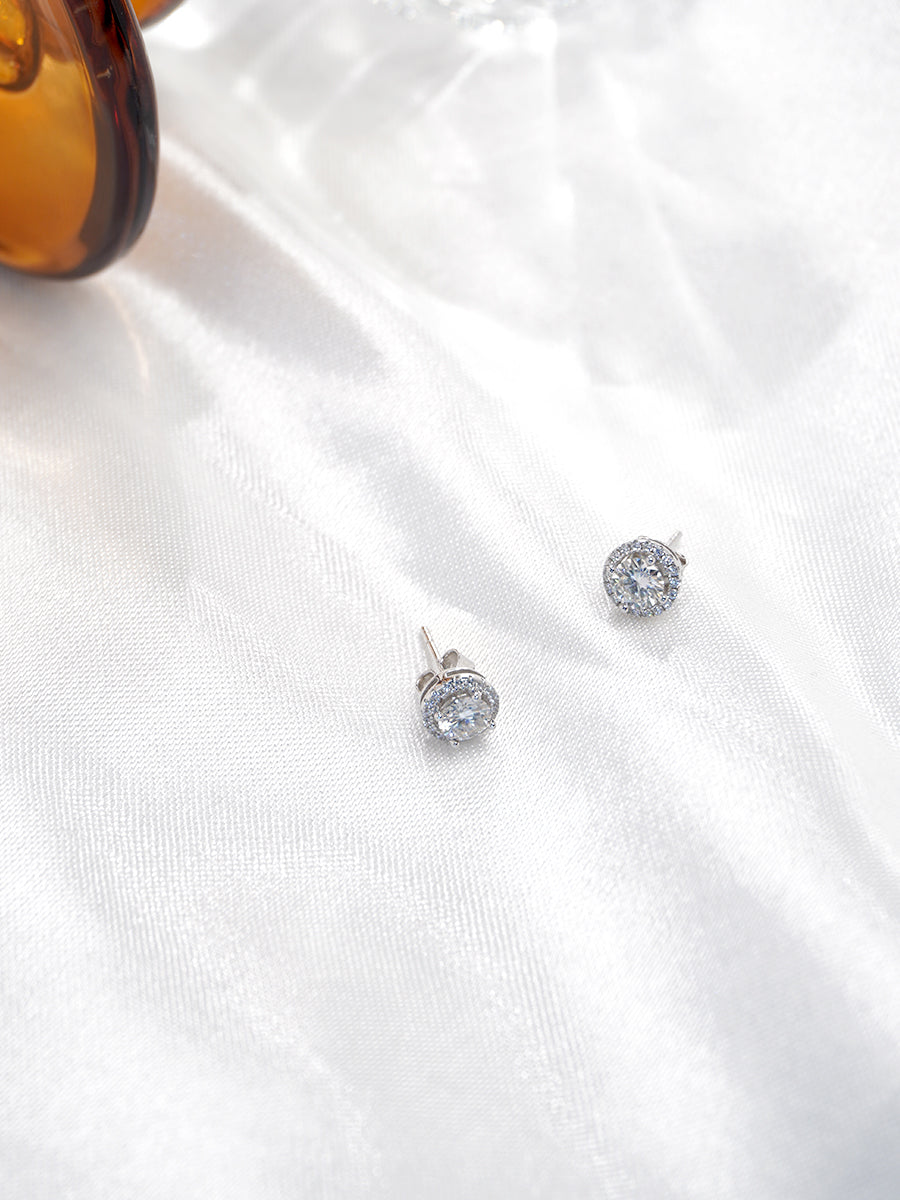 Moissanite Halo Stud Earrings GE005