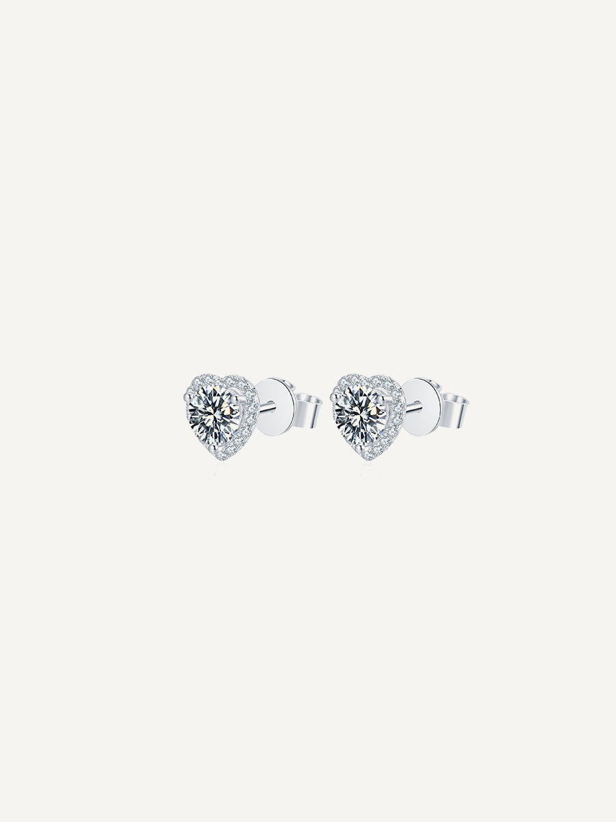 Moissanite Heart Stud Earrings GE006