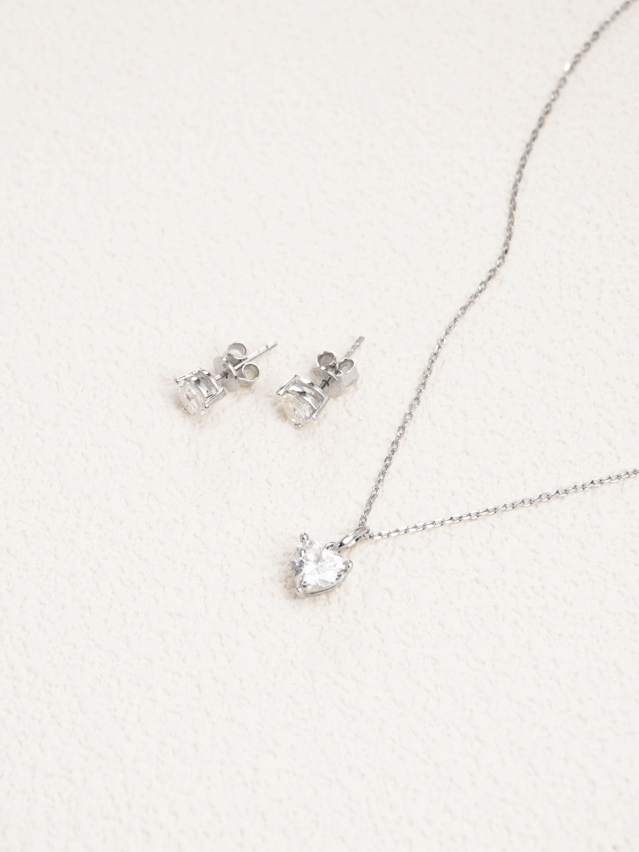 Moissanite Shimmering Heart Jewelry Set GSET004