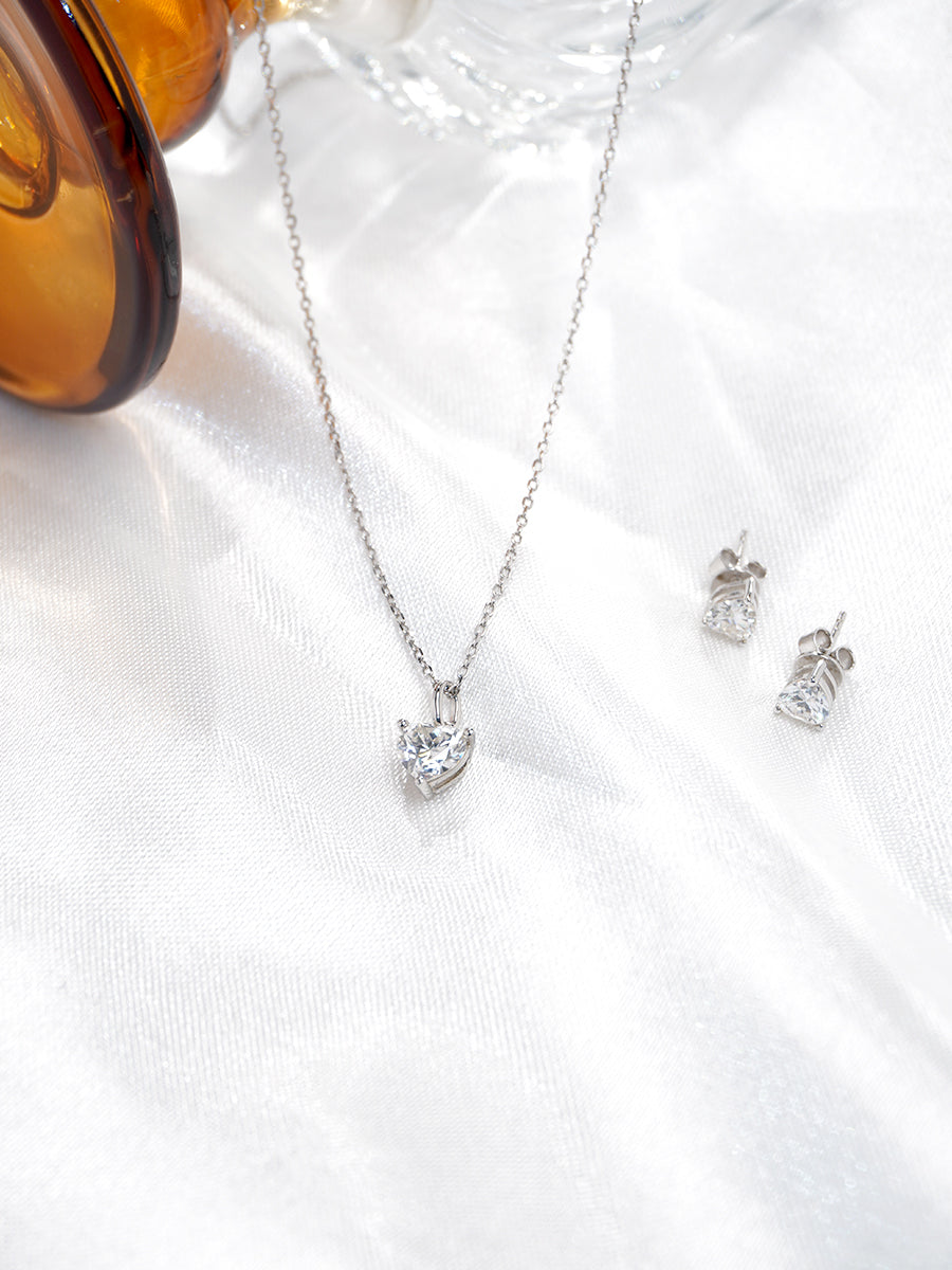 Moissanite Shimmering Heart Jewelry Set GSET004
