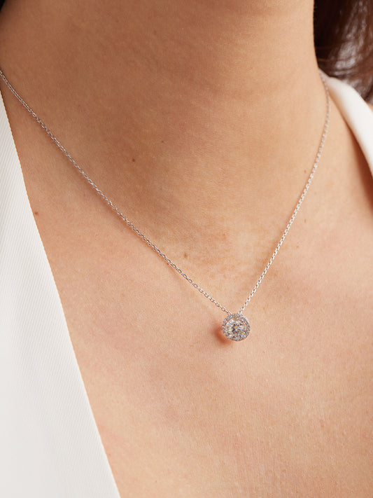 Moissanite Halo Necklace GN007