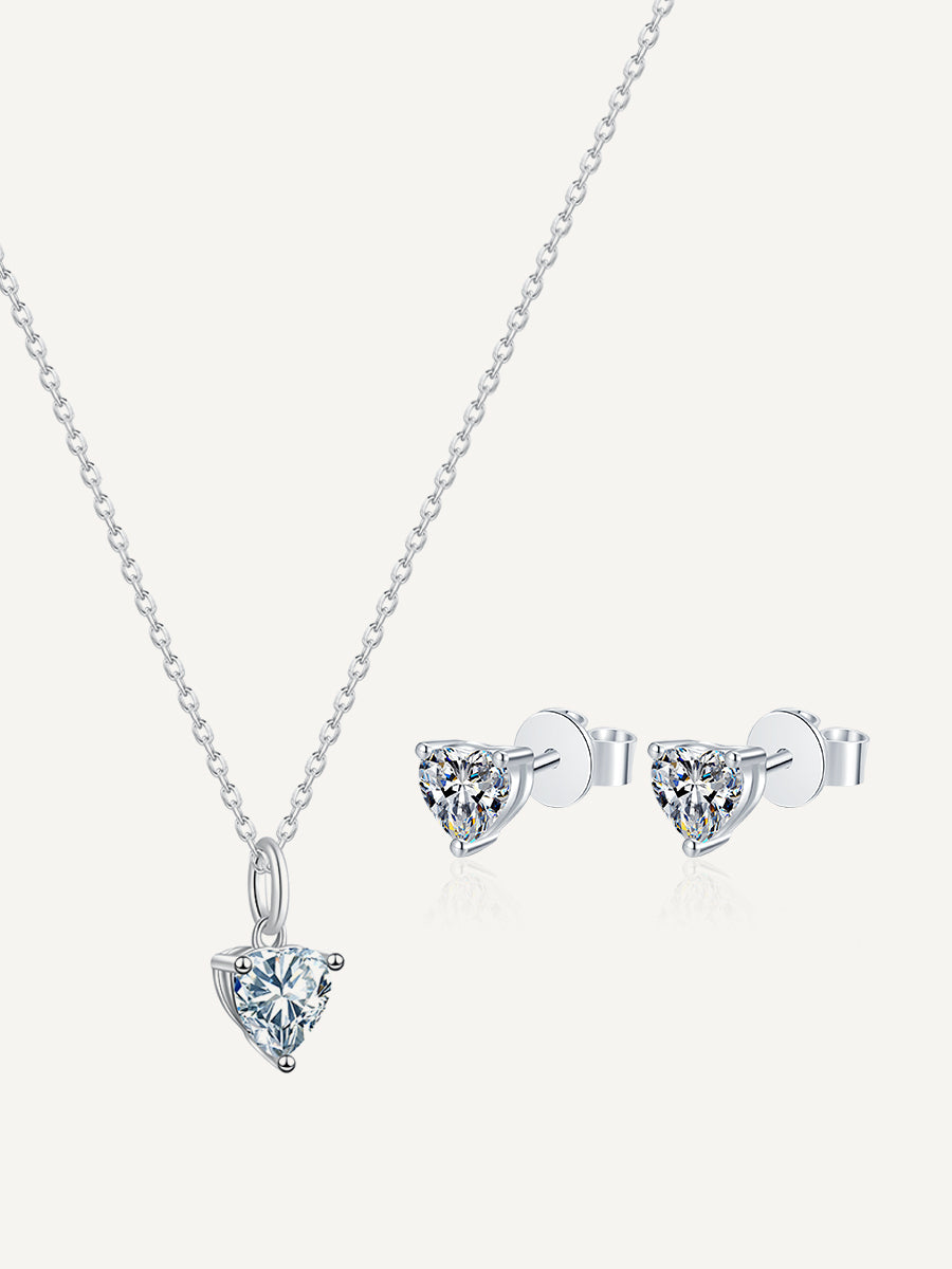 Moissanite Shimmering Heart Jewelry Set GSET004