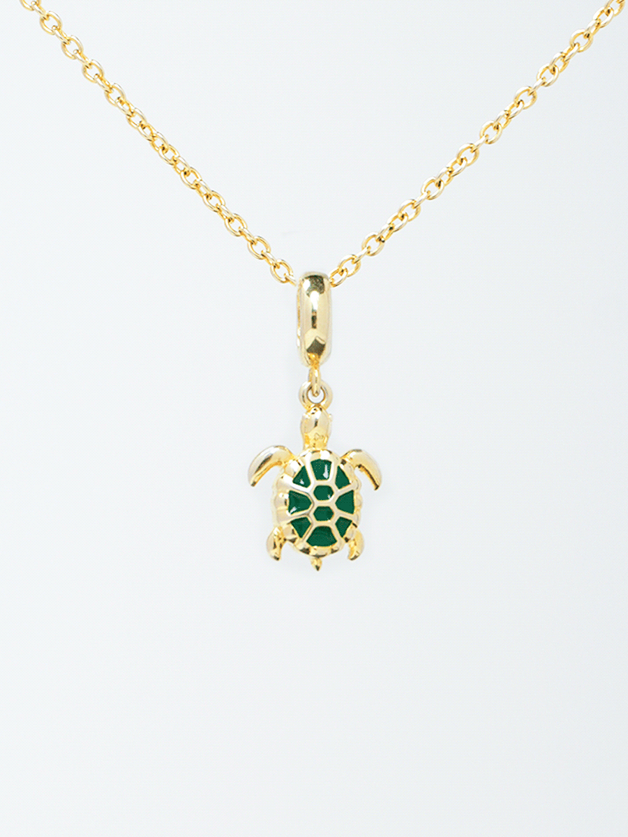 Jade Enamel 18K Turtle Charm Necklace Set PN008GDSET