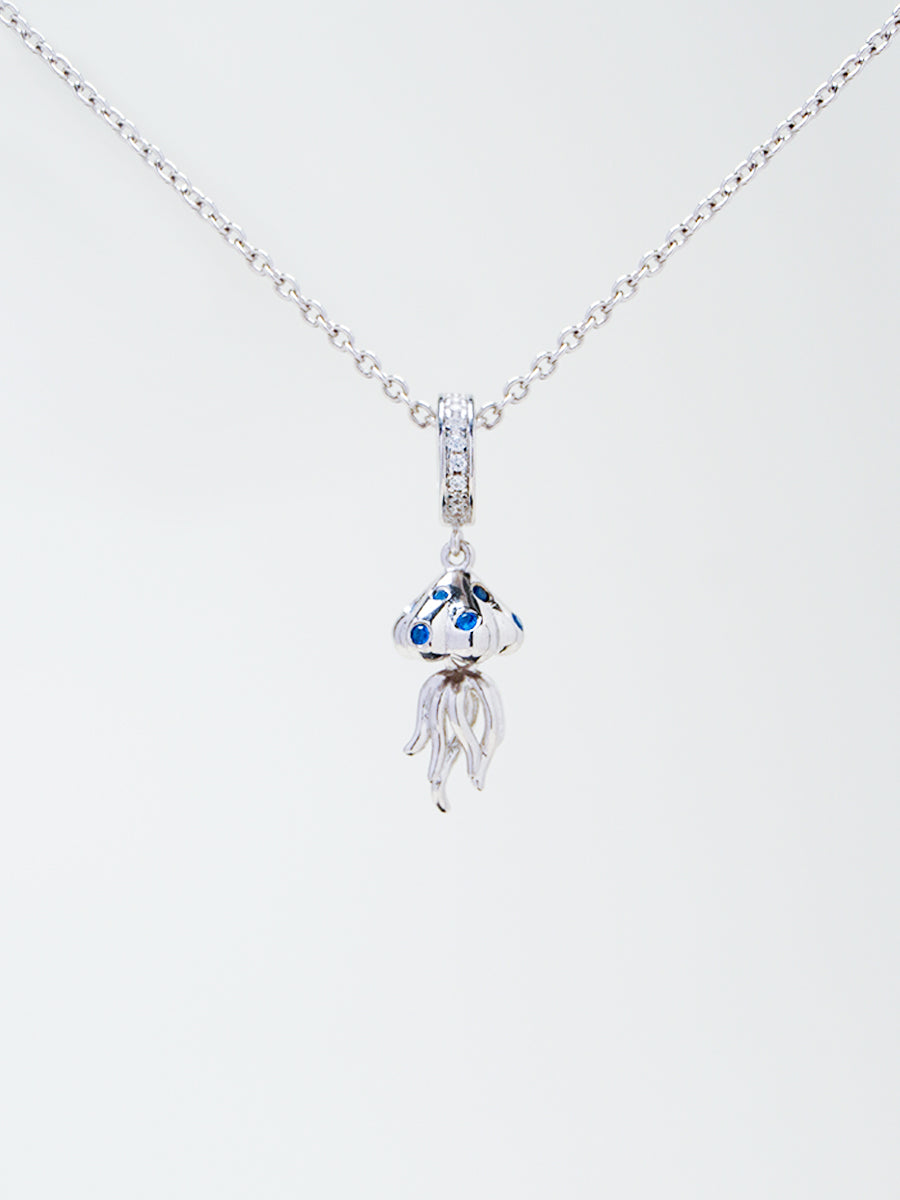 Silver Ocean Whisper Jellyfish Charm Necklace Set PN009SVSET