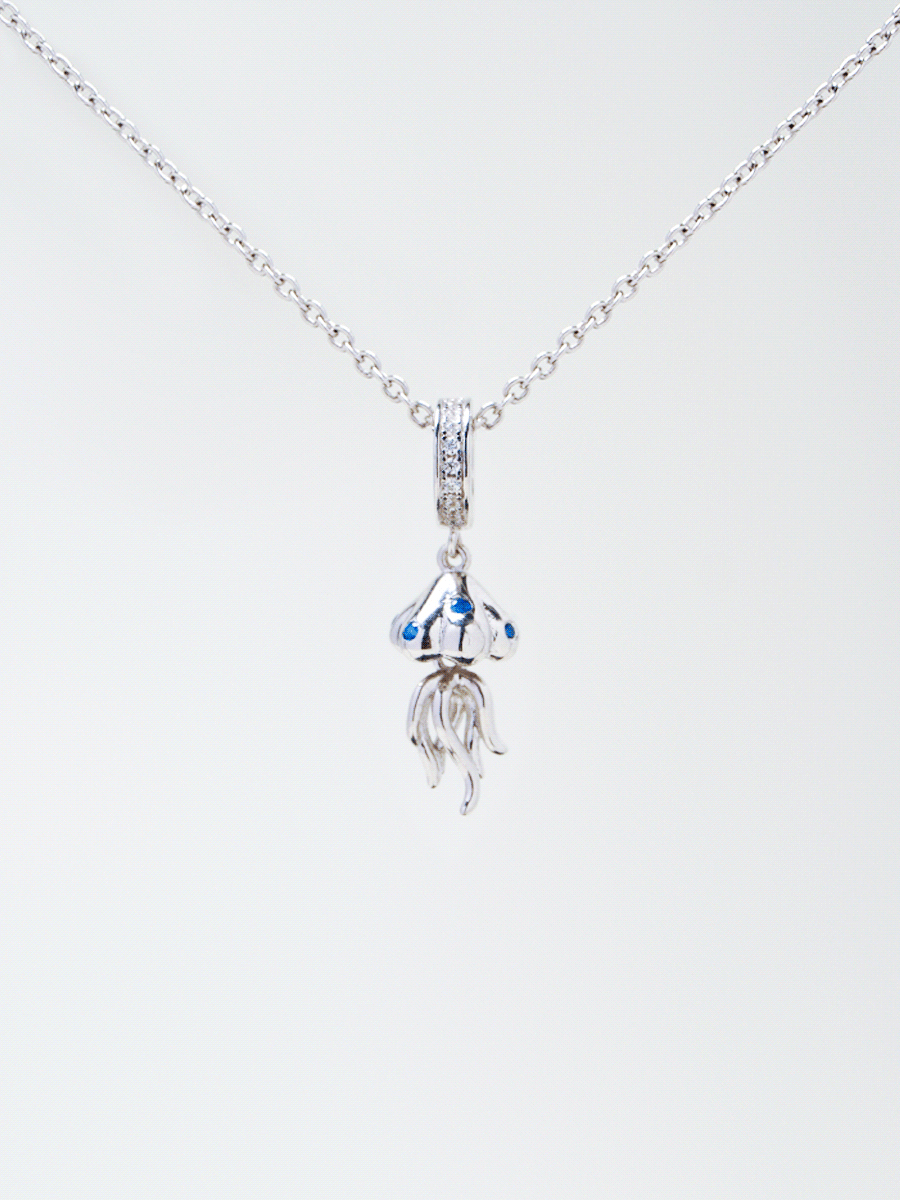 Silver Ocean Whisper Jellyfish Charm Necklace Set PN009SVSET