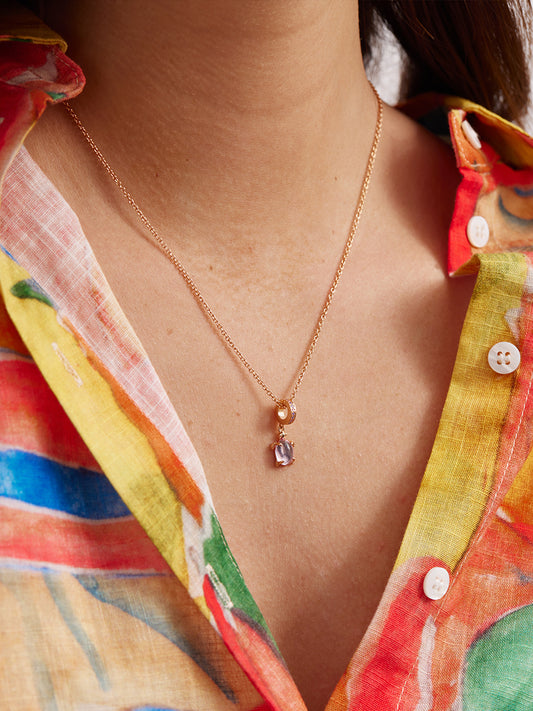 Lucky stone Rose Gold Violet Turtle Necklace Set PN019RGSET