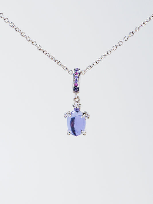 Lucky stone Silver Violet Turtle Necklace Set PN019SVSET