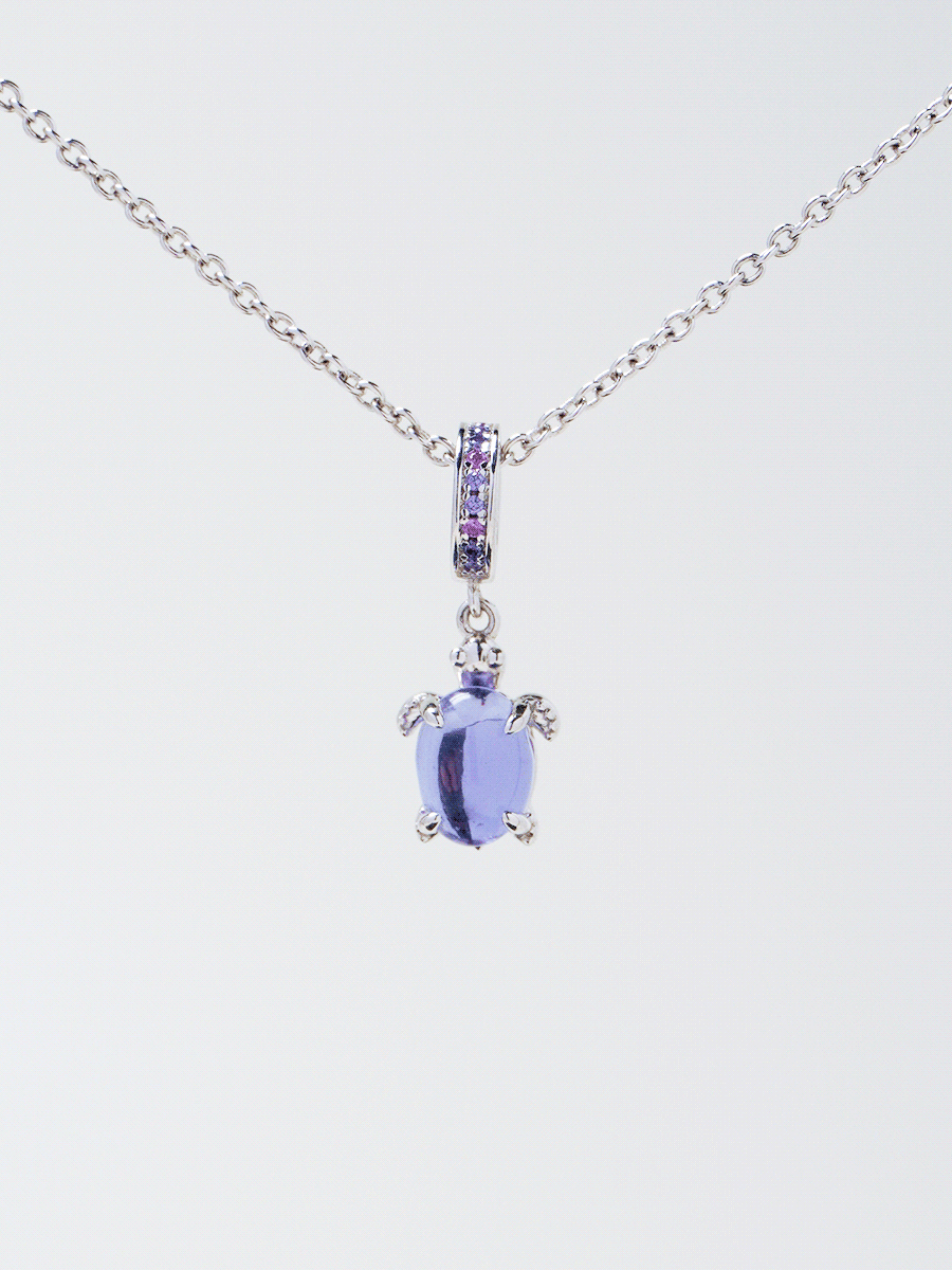 Lucky stone Silver Violet Turtle Necklace Set PN019SVSET