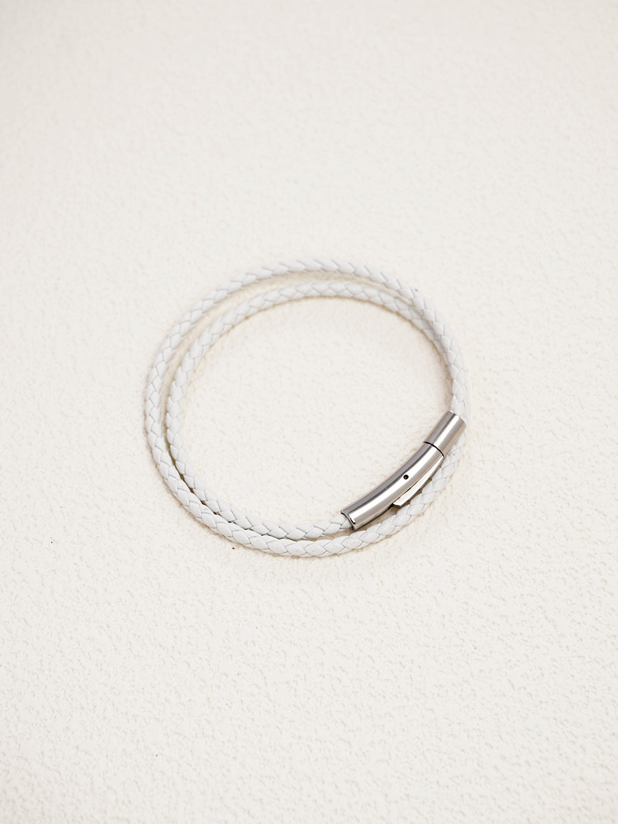 Double Black Leather Bracelet RB016