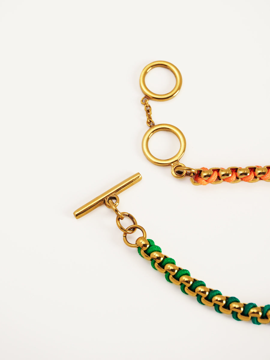 Gold Hand-woven Rainbow Bracelet RB019