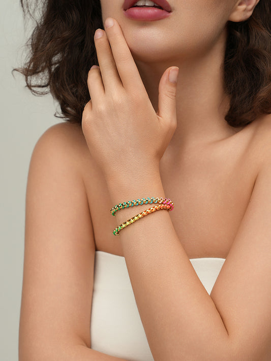 Gold Hand-woven Rainbow Layered Bracelet RB020