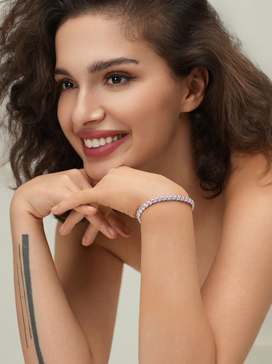 Silver Macarons Purple Hand-woven Bracelet RB025