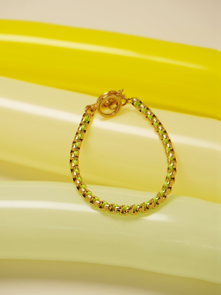Gold Neon Green Hand-woven Bracelet RB031