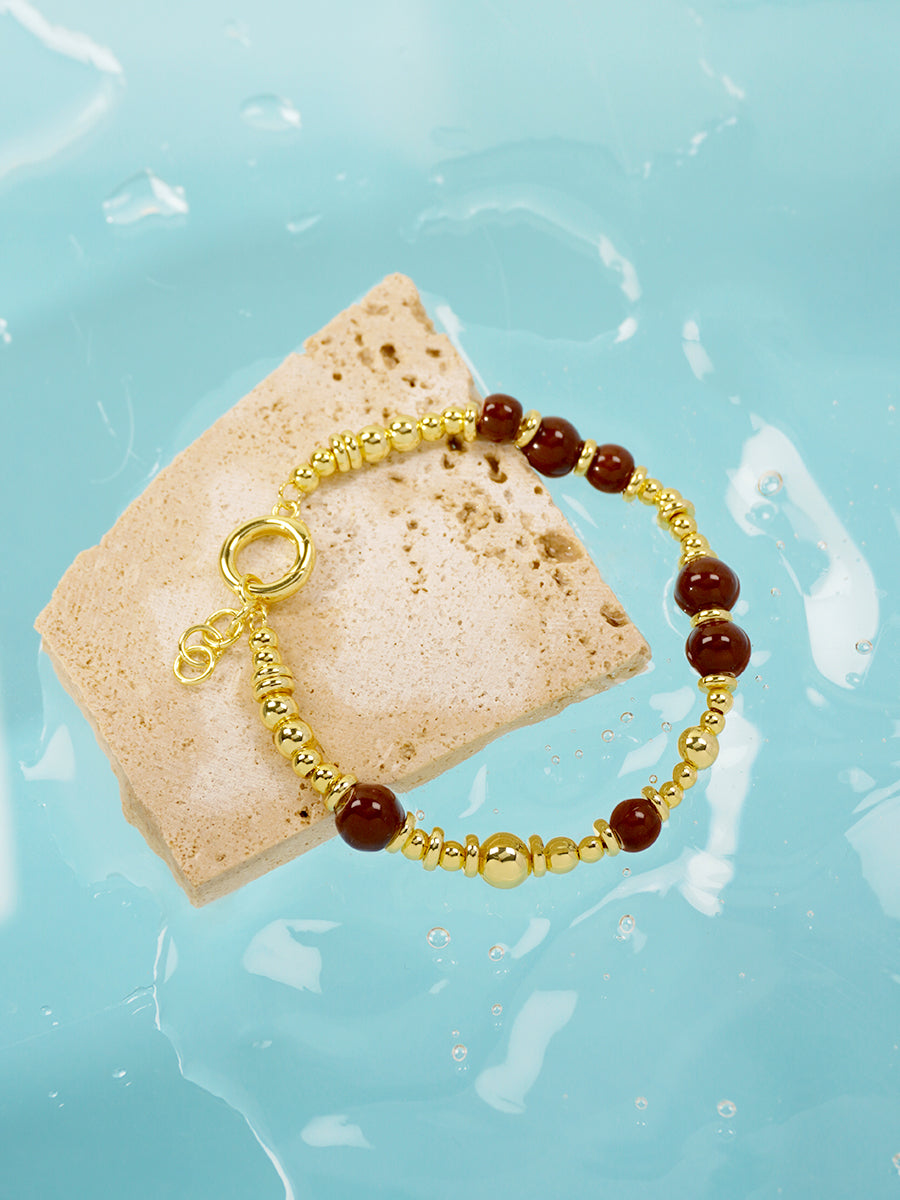 18K Gold Chestnut Cocoa Eco-Made Ceramic Bracelet RB036