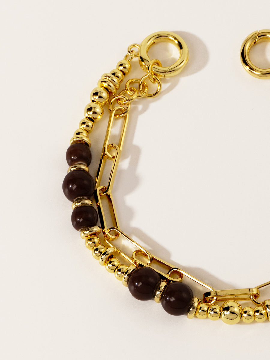 18K Gold Chestnut Cocoa Eco-Made Ceramic Bracelet Set