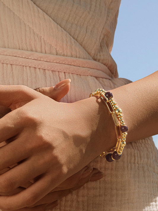 18K Gold Chestnut Cocoa Eco-Made Ceramic Bracelet Set