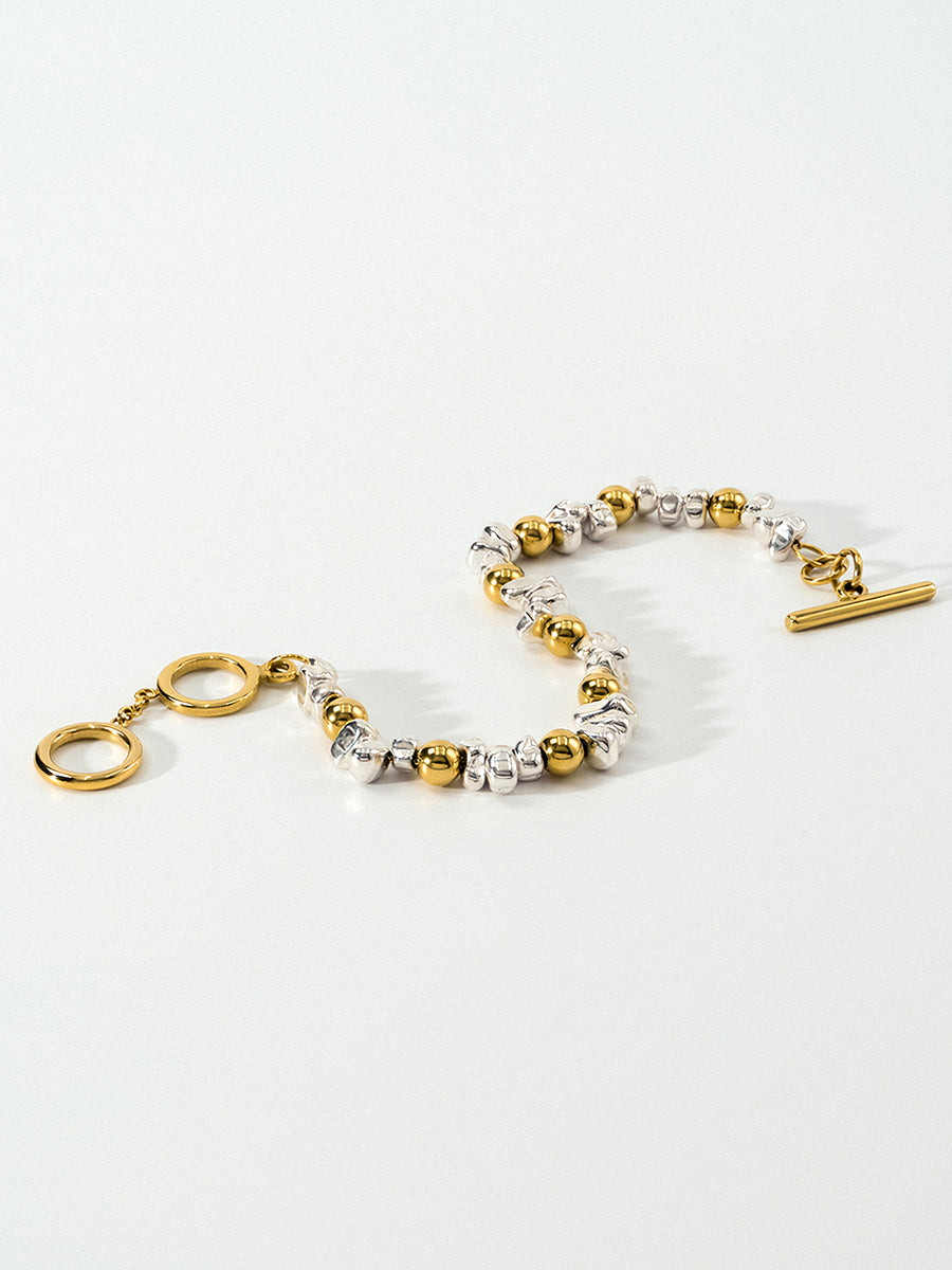 Silver Hematite 18k Gold Bracelet