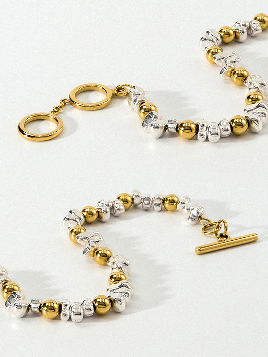 Silver Hematite 18k Gold Bracelet