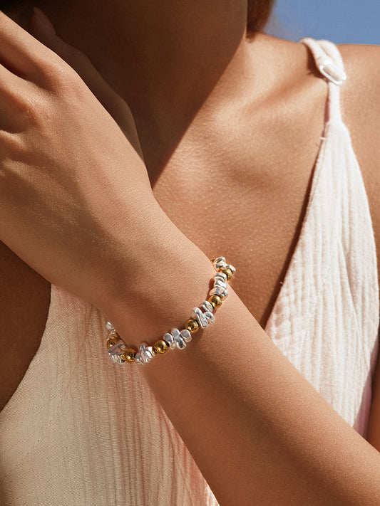 Silver Hematite 18k Gold Bracelet