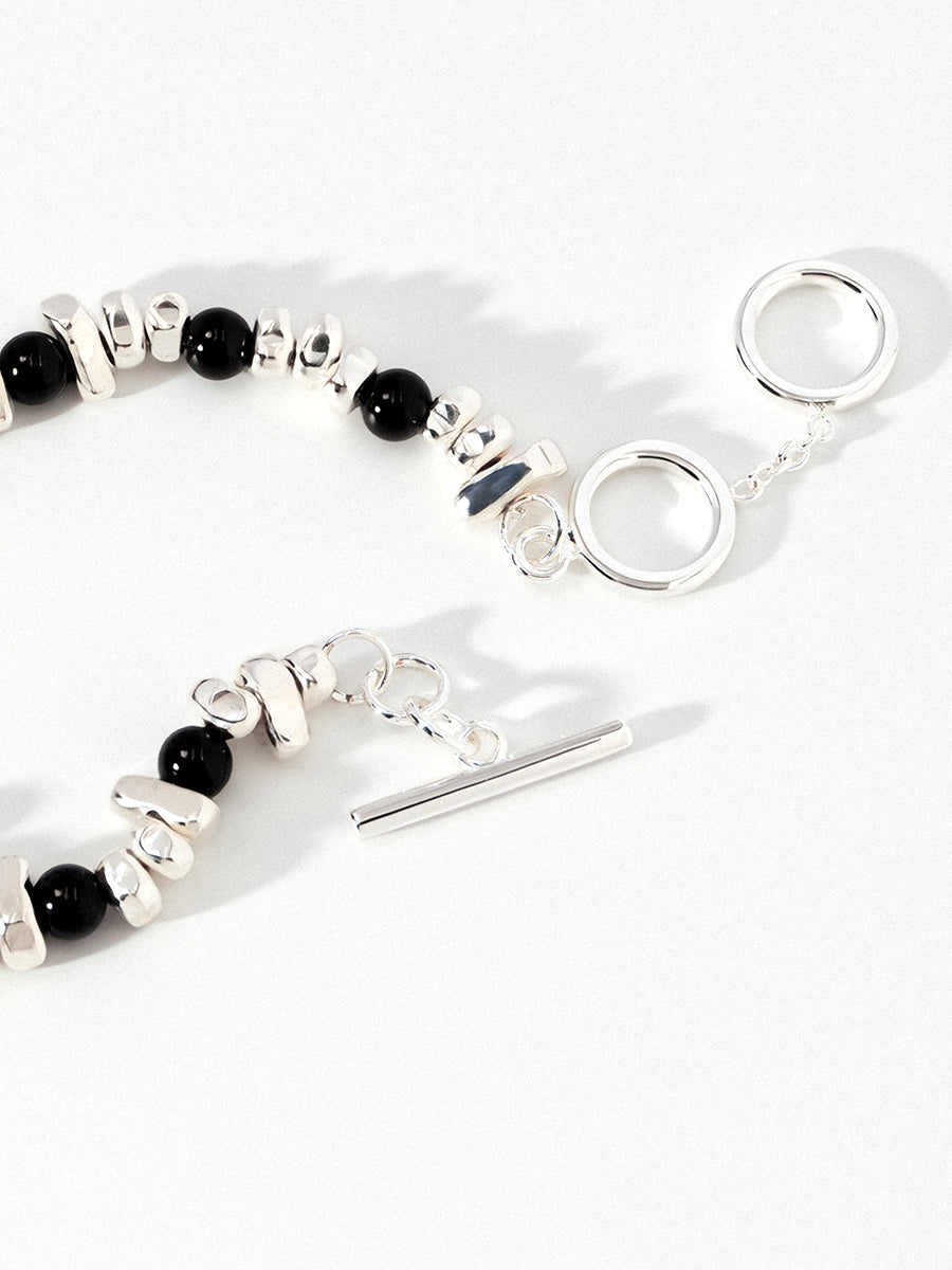 Rhythm Silver Hematite Black Bracelet
