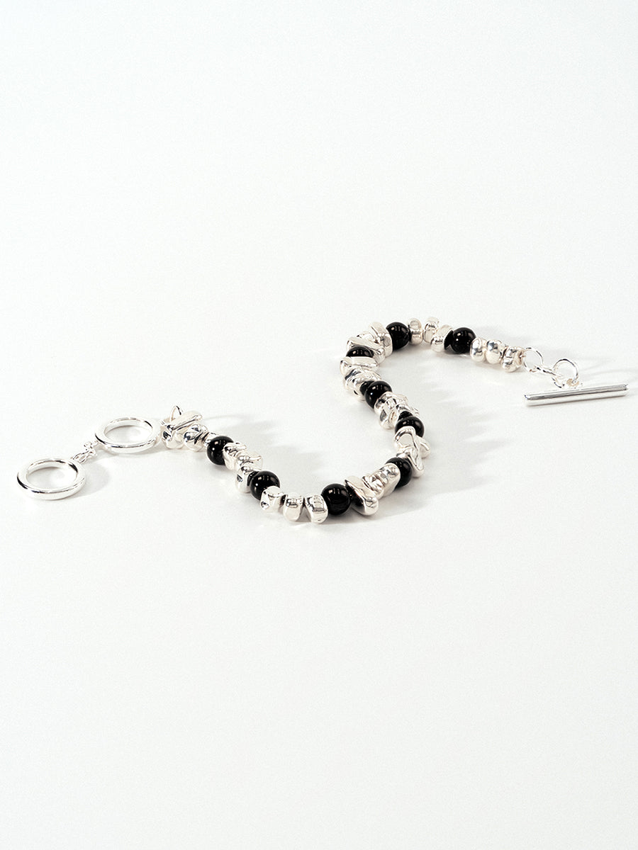 Rhythm Silver Hematite Black Bracelet