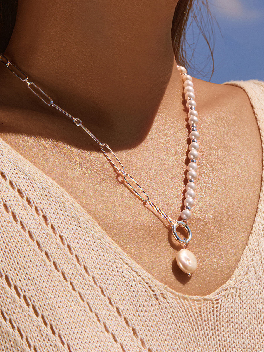 Nymph Baroque Pearl Silver Necklace