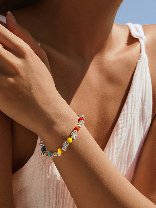 Rhythm Silver Hematite Rainbow Bracelet