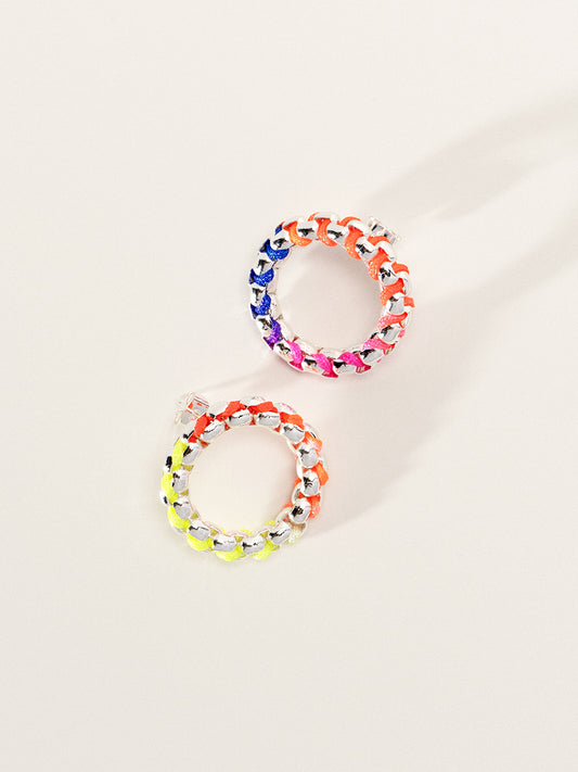 Rainbow Nimbus Silver Hoop Earrings RE048