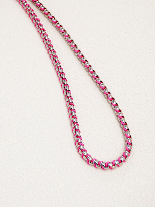 Woven box chain Neon color Necklace RN004
