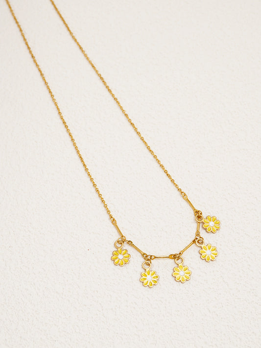 Enamel Daisy Necklace RN014