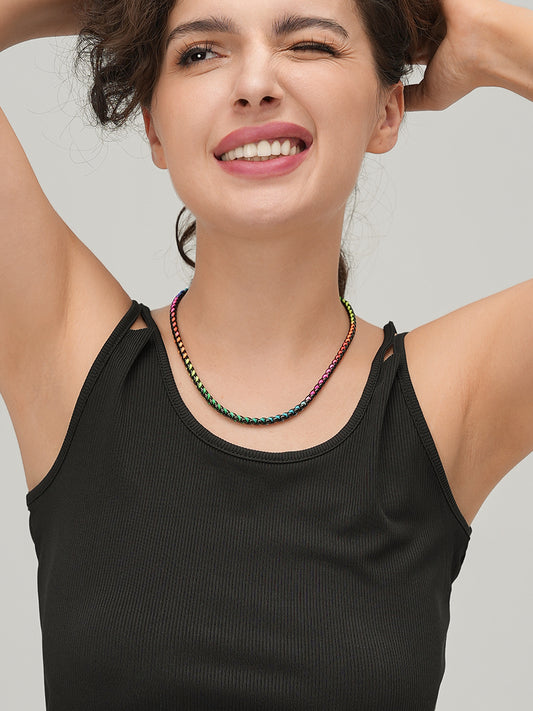 Black Rainbow Braided single Necklace RN017