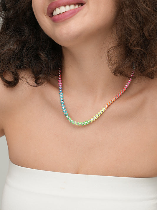 Silver Rainbow Hand-woven Necklace RN021