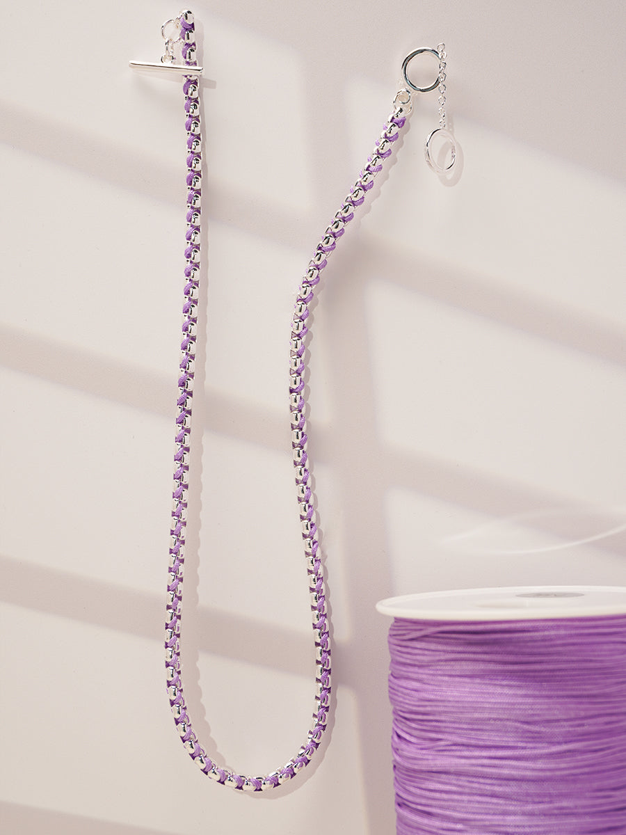 Silver Macarons Purple Hand-woven Necklace RN025