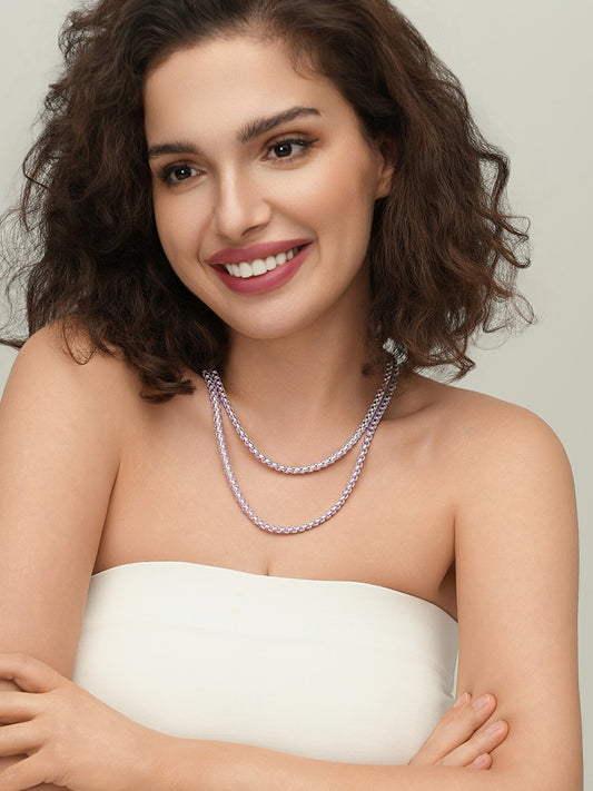 Silver Macarons Purple Hand-woven layered Necklace RN026