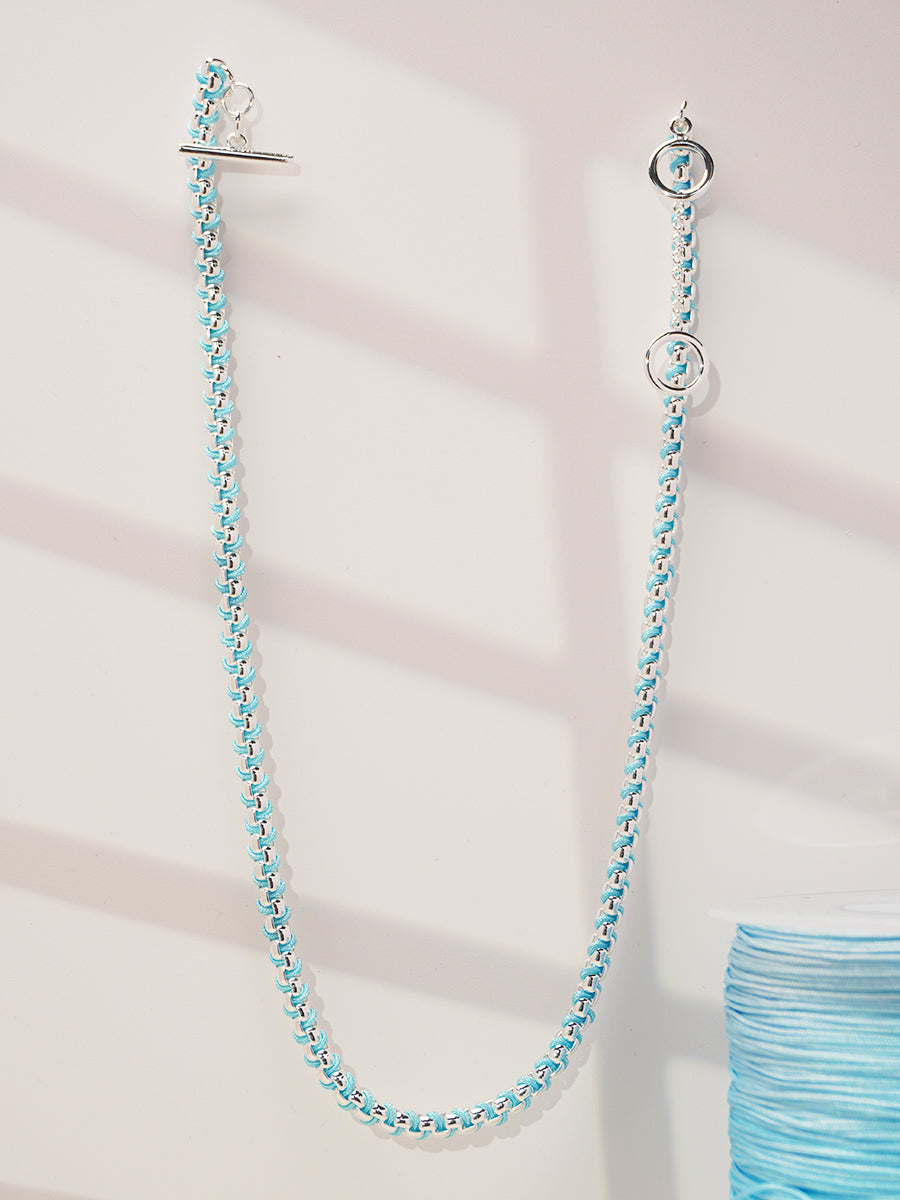 Silver Summer Blue Braided Necklace RN027
