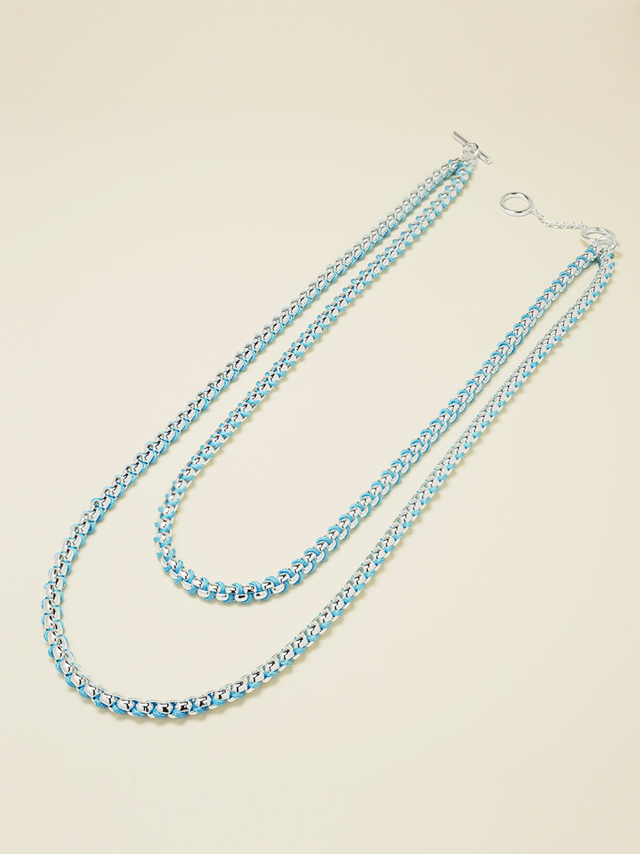 Silver Summer Blue Braided layered Necklace RN028 – Lab Aura