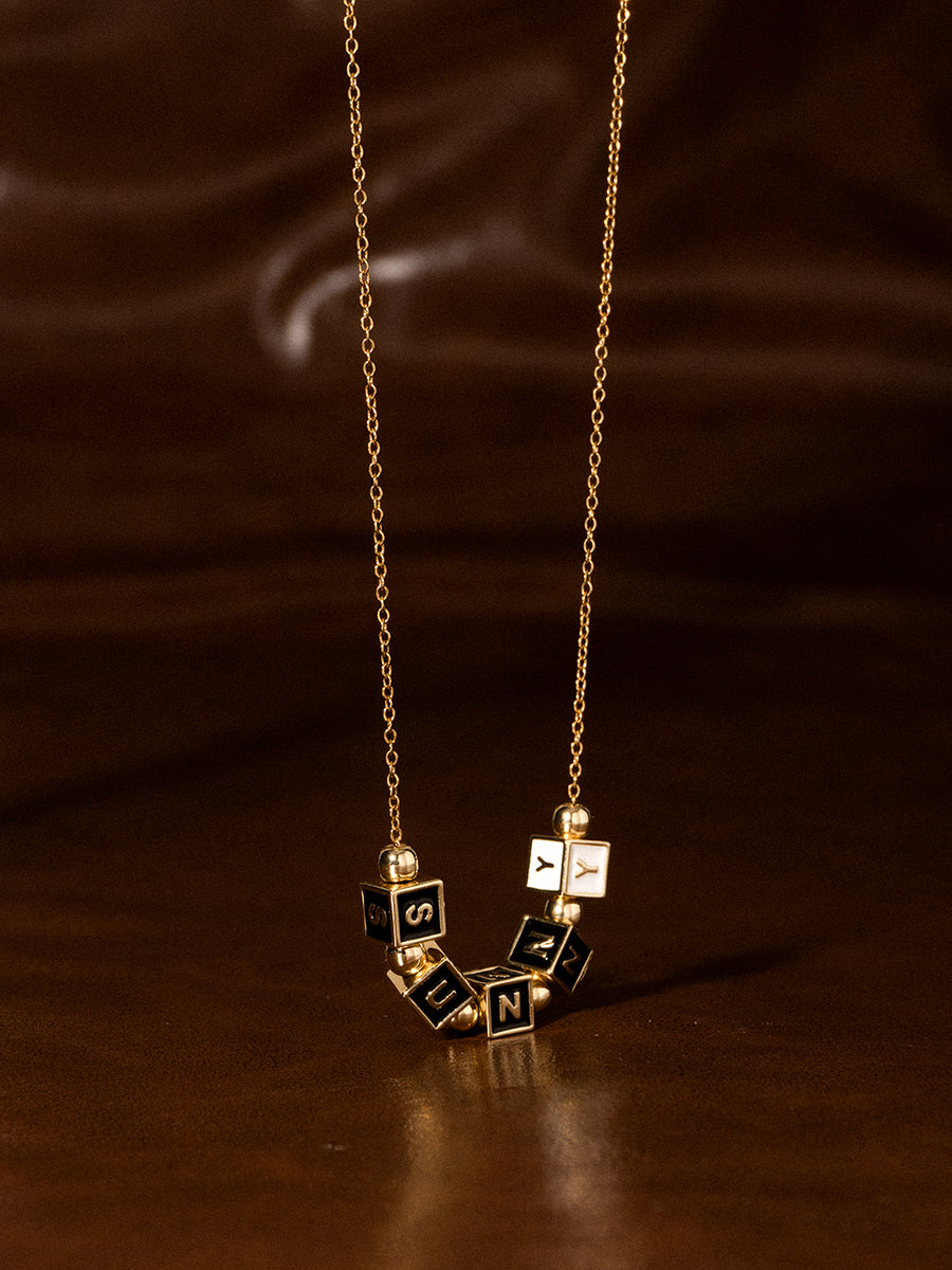 Personalized 5-Letter Rainbow Enamel 18K Gold Necklace