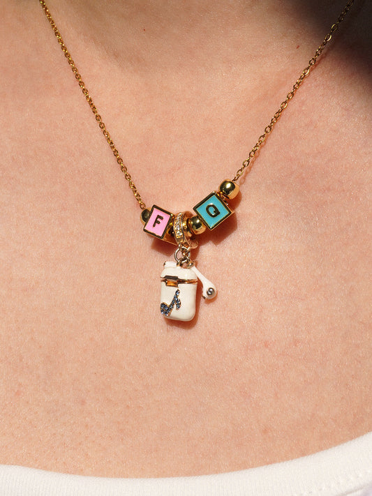 Personalized 2-Letter Necklace with Headphone Charm