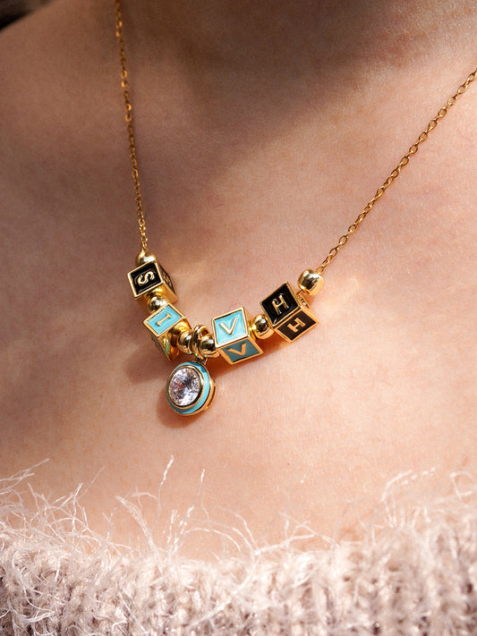 Personalized 4-Letter Necklace with Celestial Glow Pendant