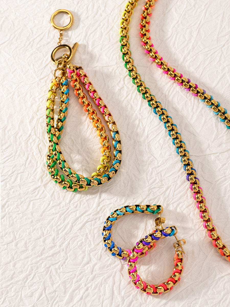Pride Edition 18K Gold Braided Rainbow Set