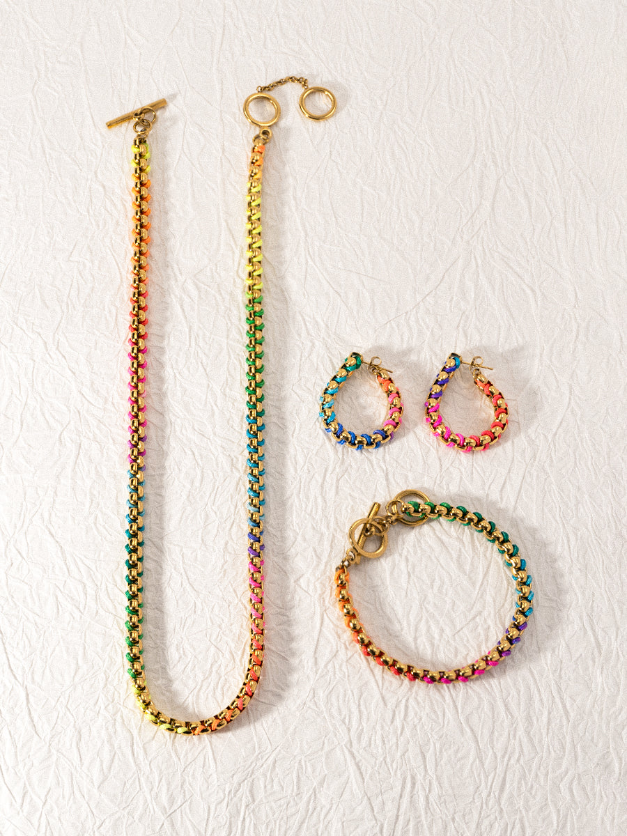 Pride Edition 18K Gold Braided Rainbow Set