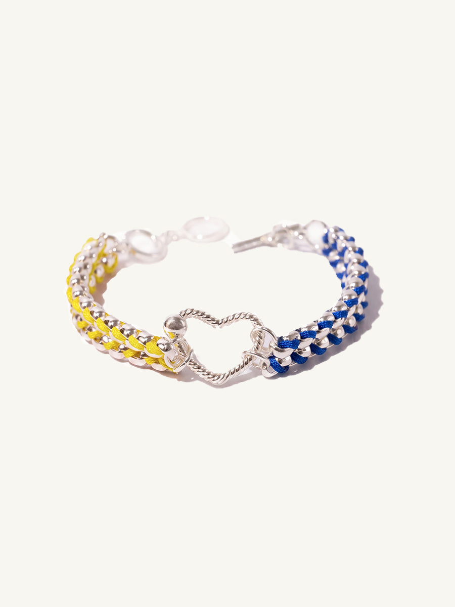 Color Clash Blue & Yellow Heart Handwoven Bracelet