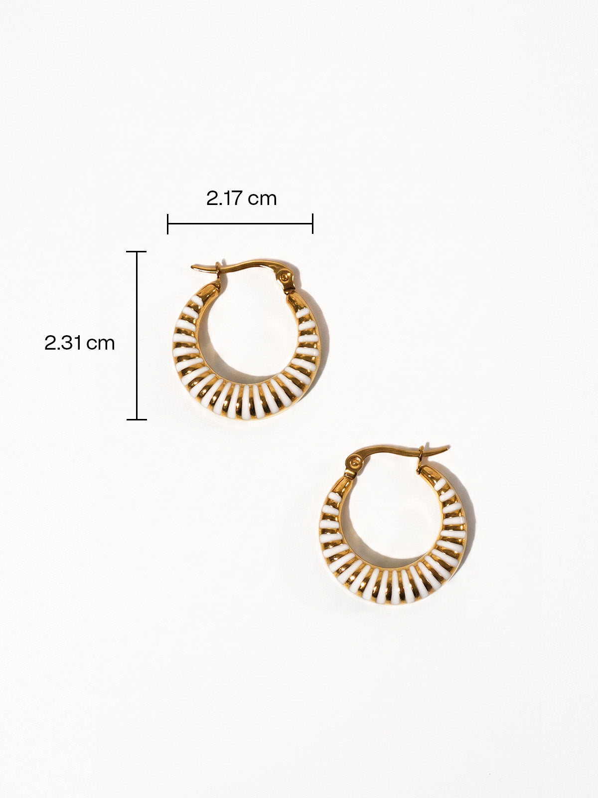 Hand-Dipped Enamel Huggie Hoops – Off White